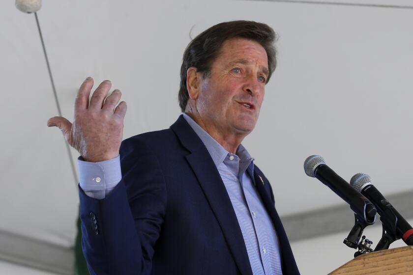 Rep. John Garamendi, D-Calif., speaks at the 23rd Annual Lake Tahoe Summit, Tuesday, at South Lake Tahoe, Calif., Tuesday, Aug. 20, 2019. The summit is a gathering of federal, state and local leaders to discuss the restoration and the sustainability of Lake Tahoe. (AP Photo/Rich Pedroncelli)
