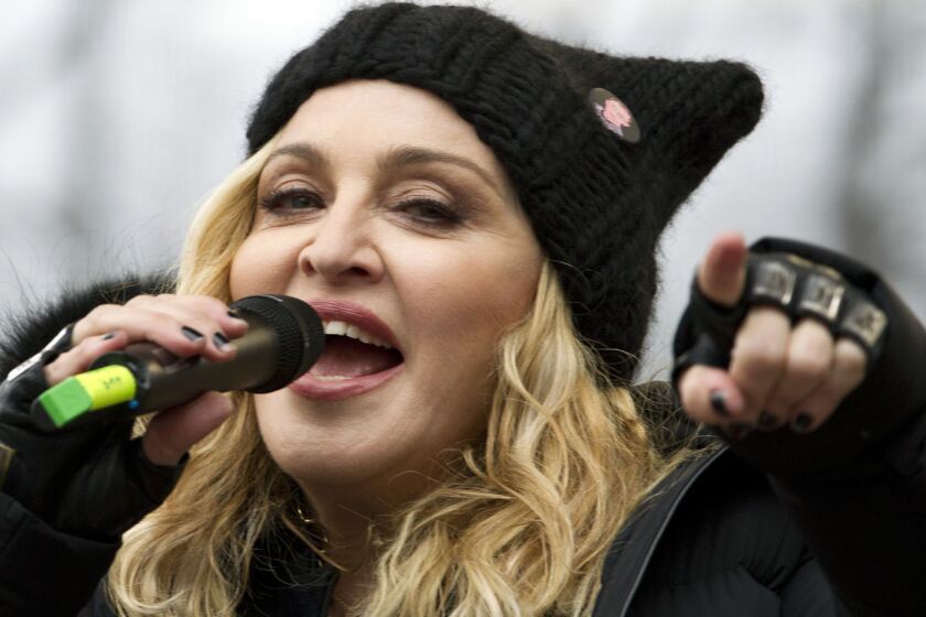 Madonna performs during the Women's March rally in Washington, D.C., on Saturday.