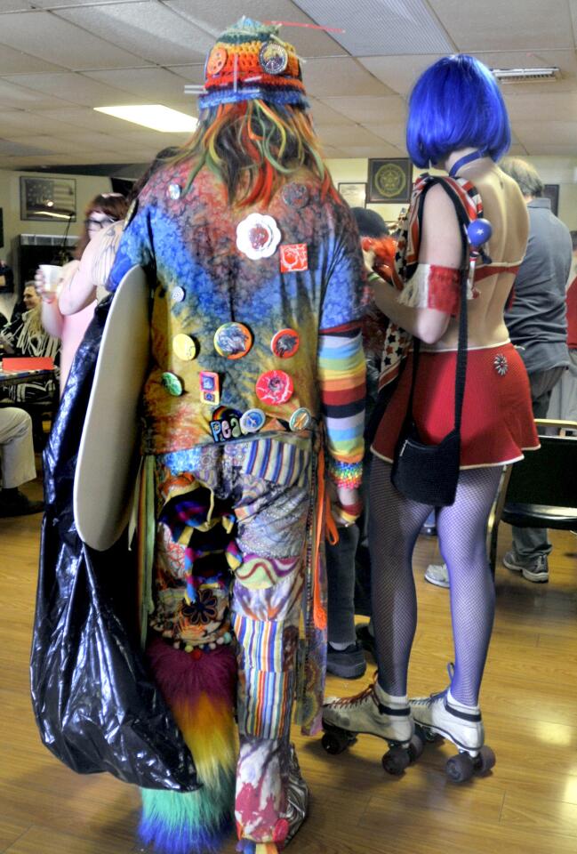 Colorful characters on hand during tryouts for the DooDah Parade Queen held at the American Legion Post in Pasadena, Sunday, April 1, 2012