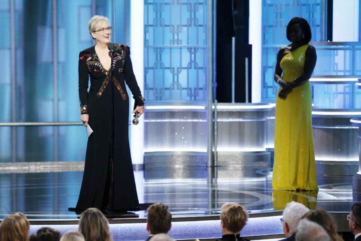 Meryl Streep accepts Cecil B. DeMille Award during the Golden Globes.