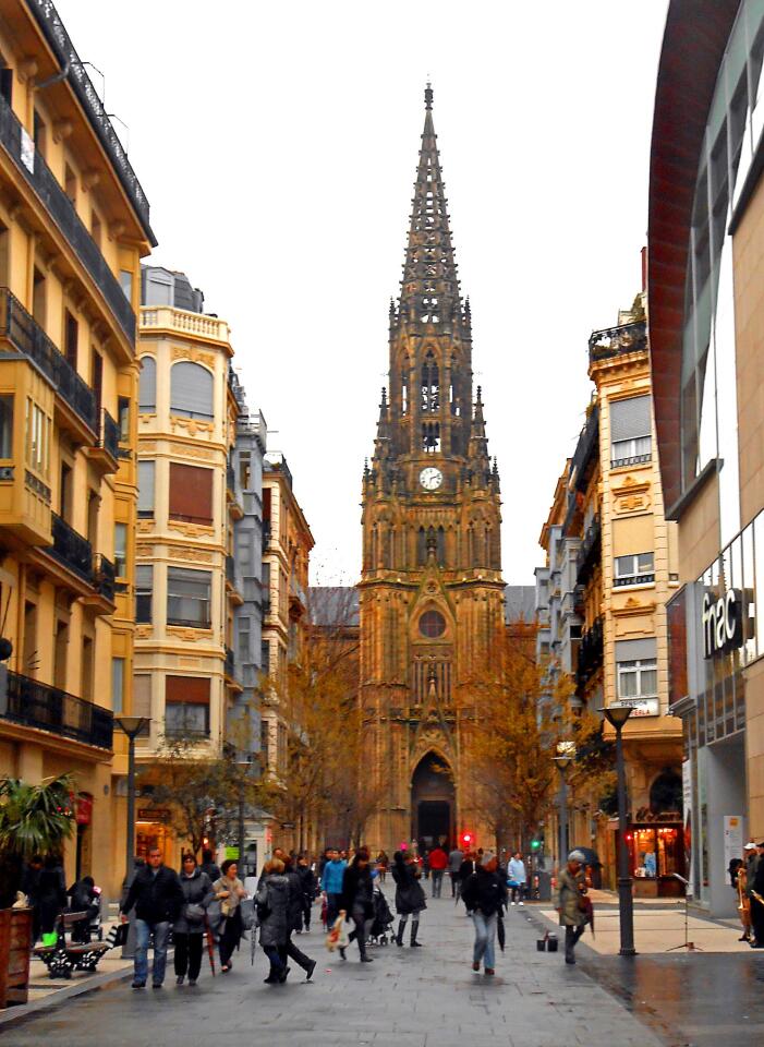 Good Shepherd Cathedral is a focal point in San Sebastian, Spain, which is also home to a regional cuisine that is growing in sophistication and attracting foodies from all over.