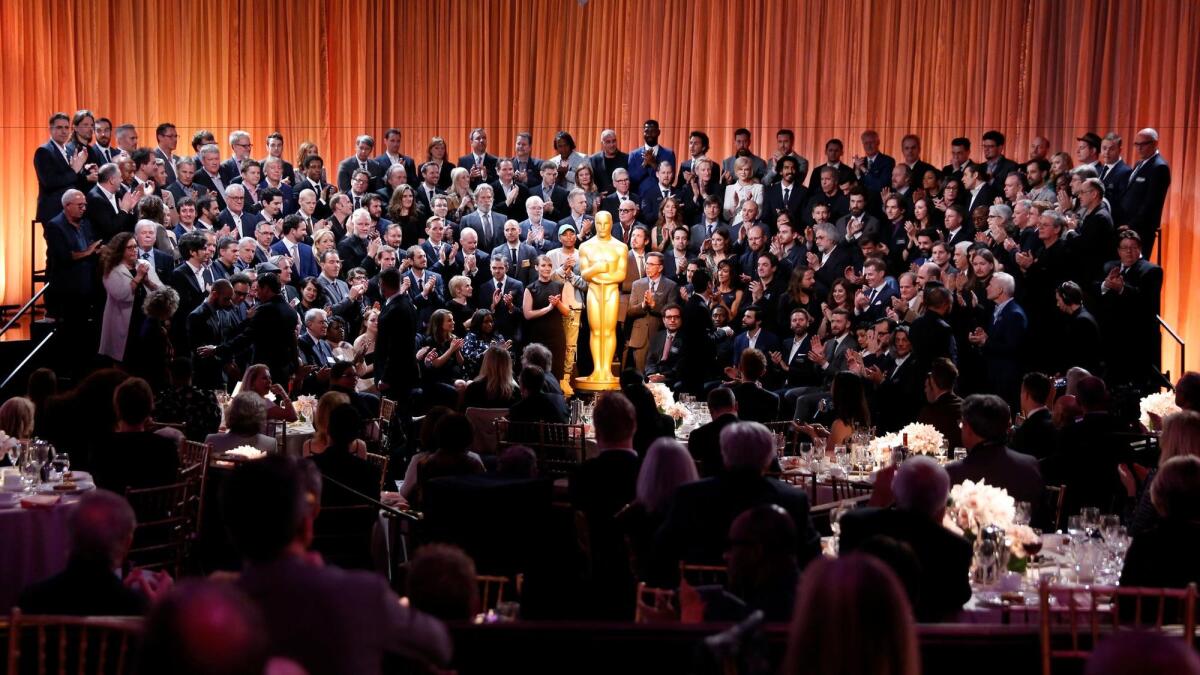 Nominees pose for the class picture during the Academy Awards annual nominees luncheon for the 89th Oscars at the Beverly Hilton Hotel in Beverly Hills on Monday.
