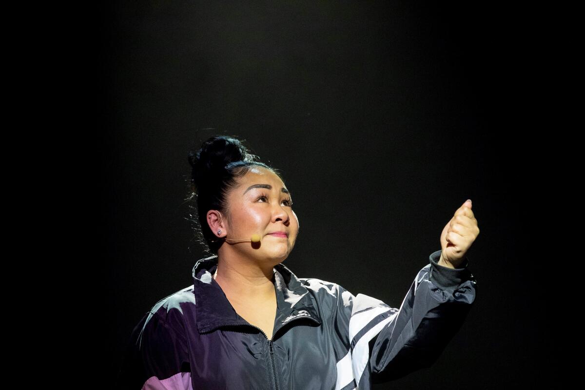 Sara Porkalob stars in her solo musical "Dragon Mama" at Diversionary Theatre.