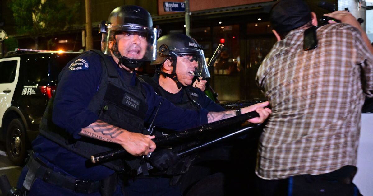 LAPD treatment of journalists denounced, again, after abortion rights protest downtown