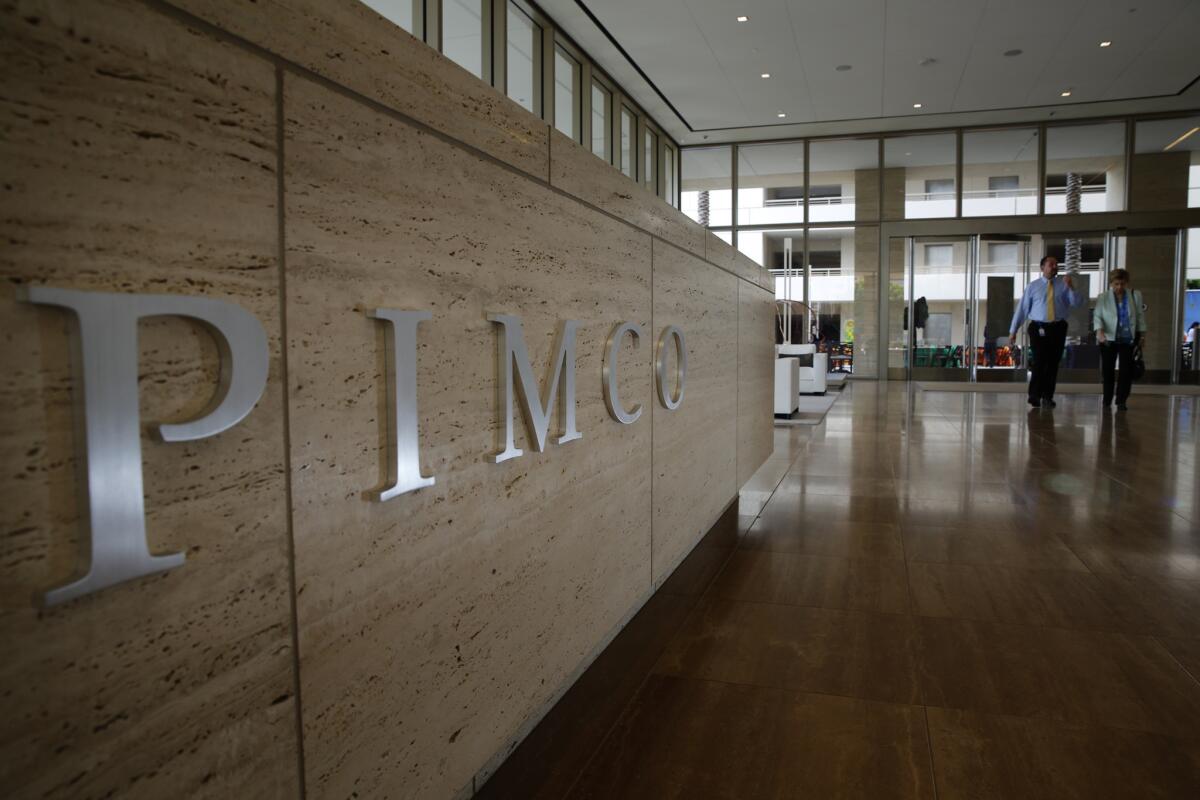 The Newport Beach bond management giant Pimco said its Total Return Fund had $107.3 billion in assets as of the end of May, the fifth straight month of slowing withdrawals.