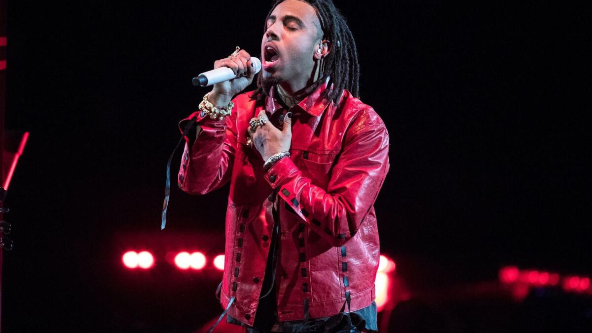 Vic Mensa onstage at the Forum in late December.
