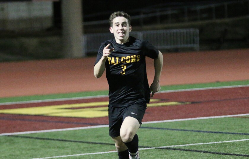 Torrey Pines senior Eli Zelkind is in celebration mode after scoring a first half goal.
