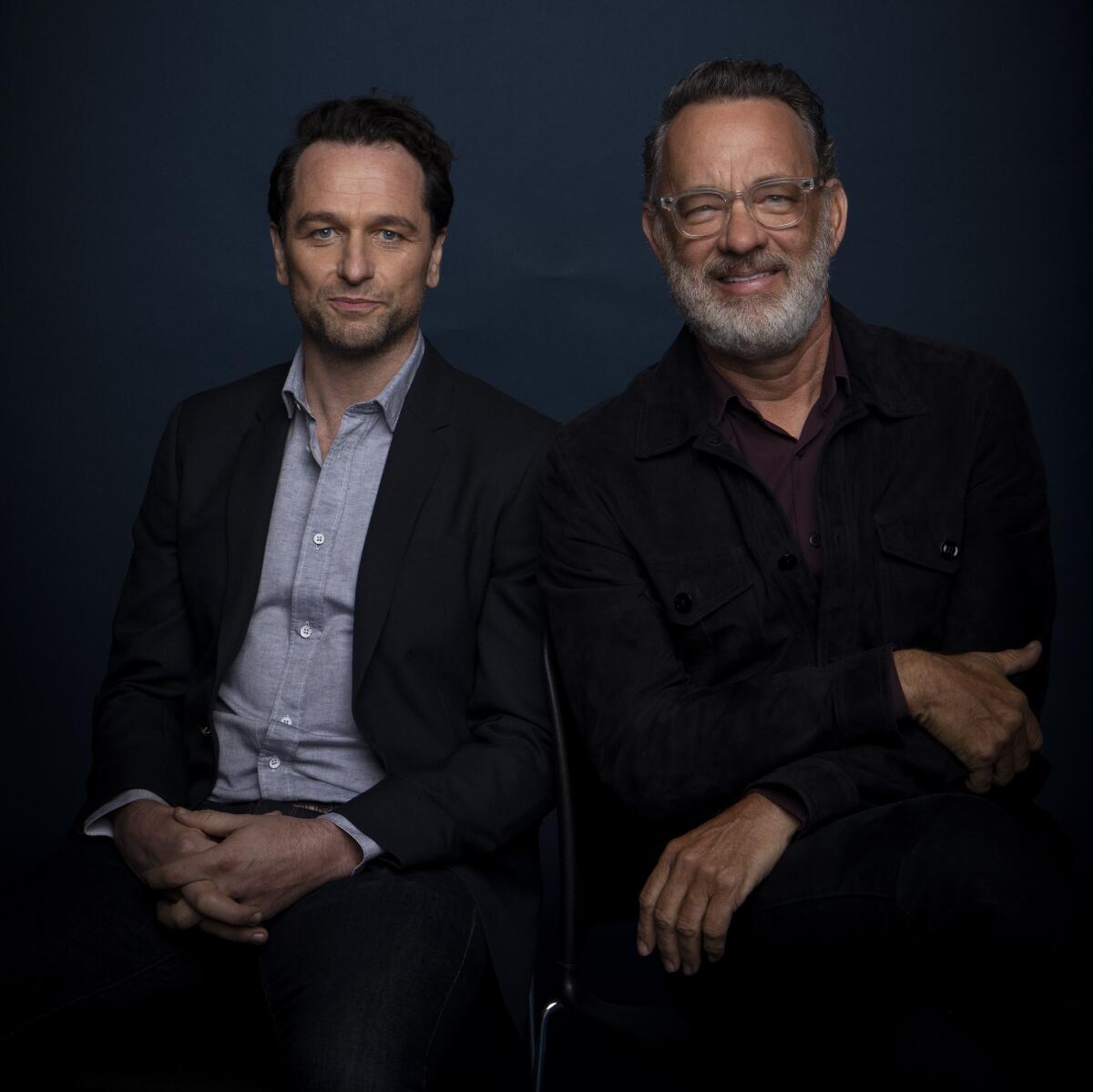 Matthew Rhys and Tom Hanks, who star in "A Beautiful Day in the Neighborhood."