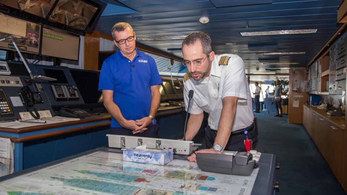 Michael Bayley, president and CEO of Royal Caribbean International, and Capt. Tomas Busto traveled aboard Adventure of the Seas on Oct. 3 to evacuate people from Puerto Rico after Hurricane Maria.