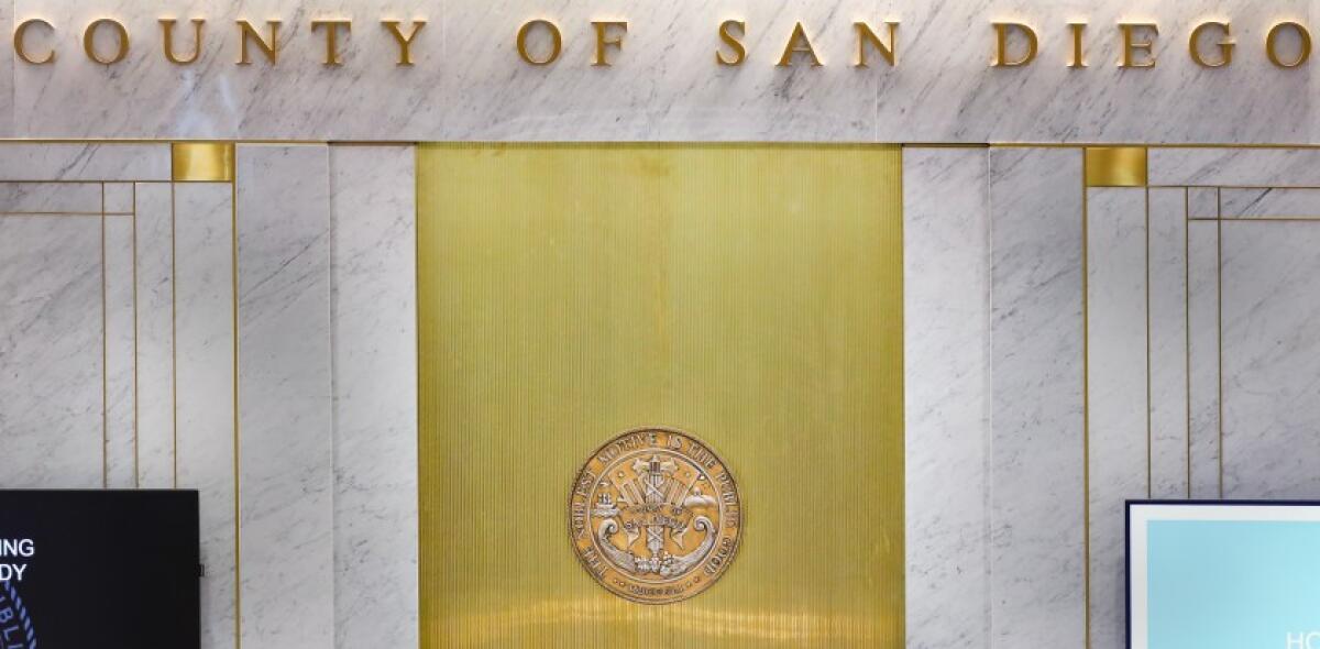 The San Diego County Board of Supervisors meeting chambers.