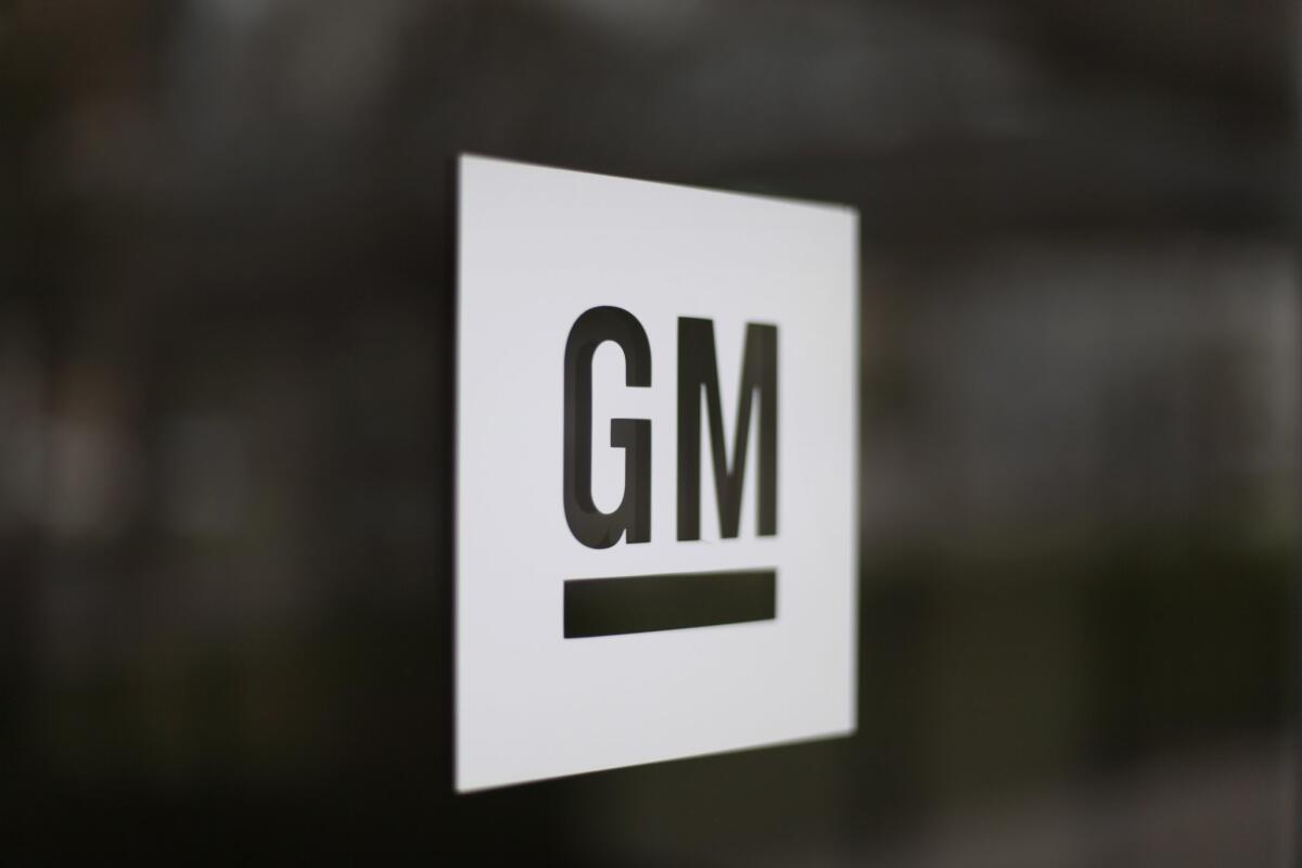 The General Motors logo at company headquarters in Detroit.