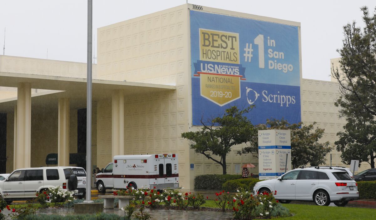 Scripps Green Hospital in Torrey Pines on March 9. 2020.