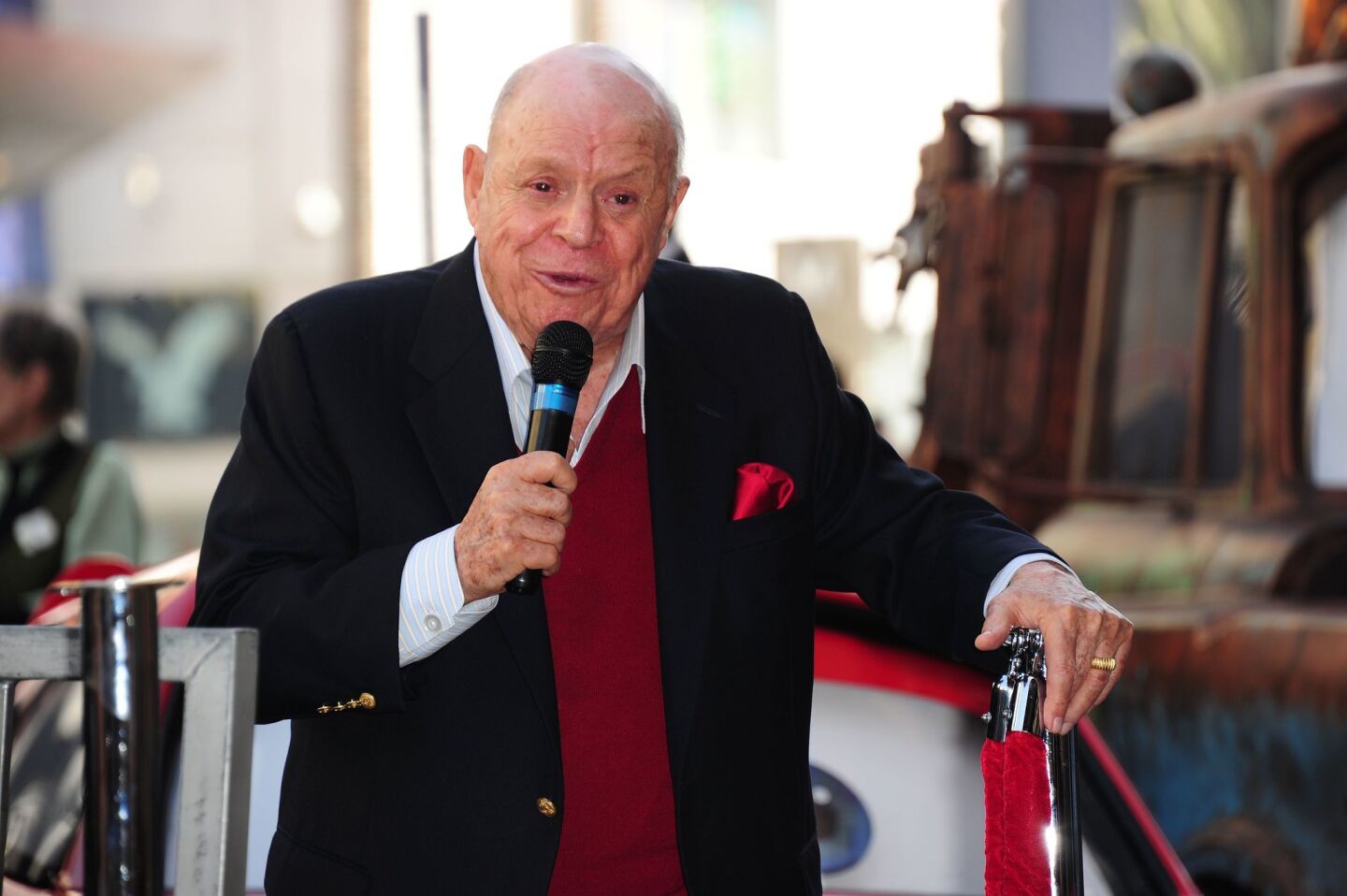 Rickles speaks during the Hollywood Walk of Fame star ceremony for "Toy Story" director John Lasseter in Los Angeles on Nov. 1, 2011.