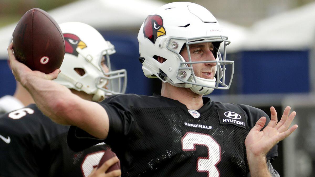 Arizona Cardinals quarterback Josh Rosen throws during practice on Tuesday in Glendale, Ariz.
