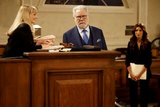 NIGHT COURT -- "Pilot" Episode 101 -- Pictured: (l-r) Melissa Rauch as Abby Stone, John Larroquette as Dan Fielding, India de Beaufort as Olivia -- (Photo by: Jordin Althaus/NBC/Warner Bros. Television)