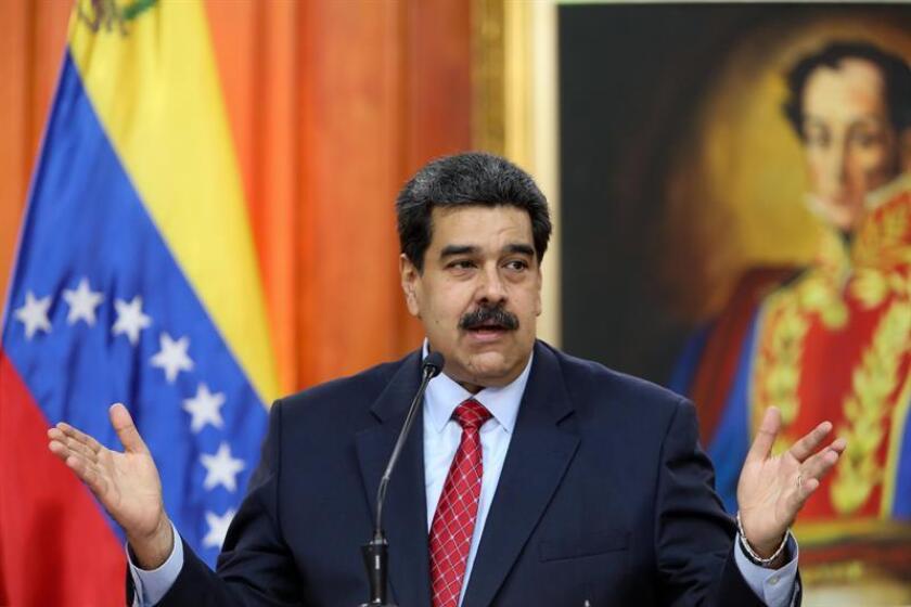 President Nicolas Maduro speaks during a press conference on Jan. 25, 2019, at Miraflores Palace in Caracas, during which he avows his commitment to dialogue despite the recent antagonism of the Venezuelan opposition and the interference from abroad. EFE-EPA/Cristian Hernandez