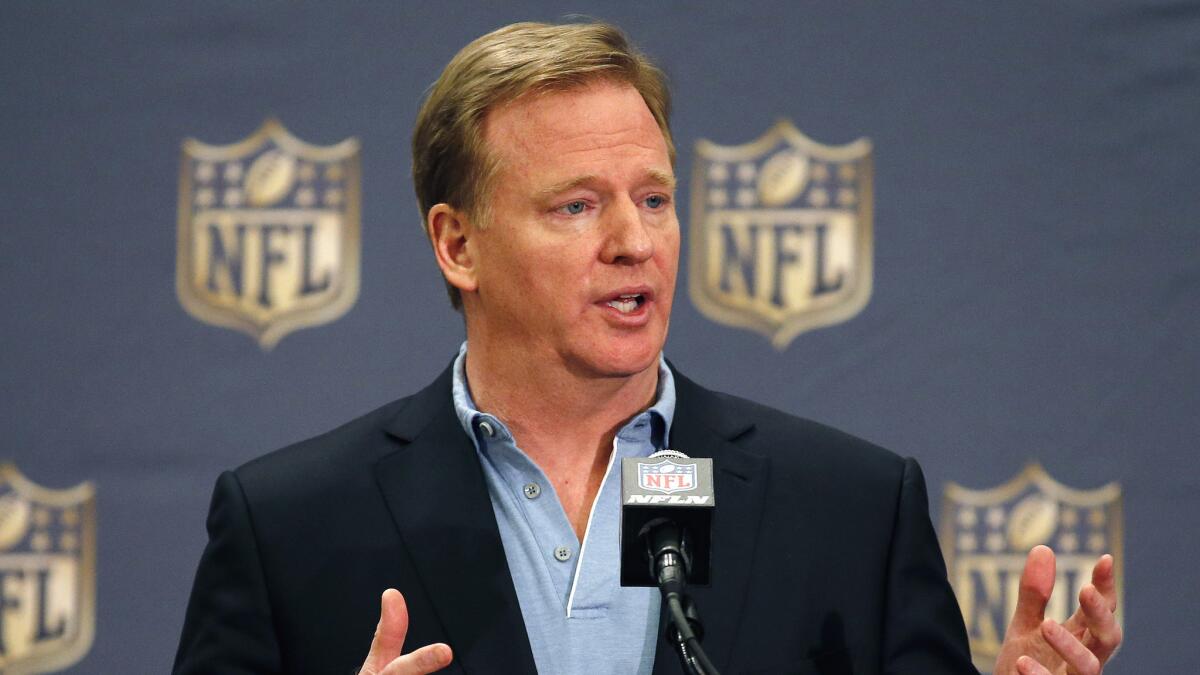NFL Commissioner Roger Goodell speaks during a news conference March 25 at the NFL's annual meeting in Phoenix.