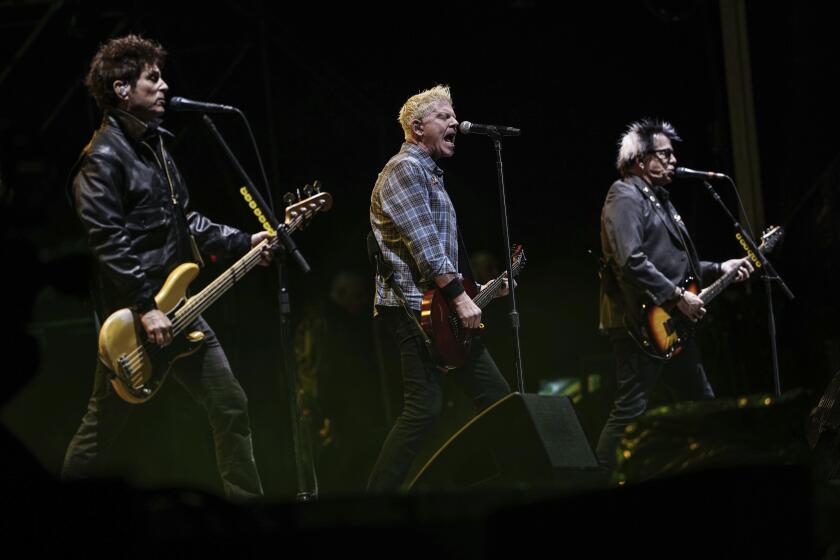 U.S. band The Offspring perform at the Estereo Picnic Music Festival, in Bogota, Colombia, Sunday, March 24, 2024. (AP Photo/Ivan Valencia)