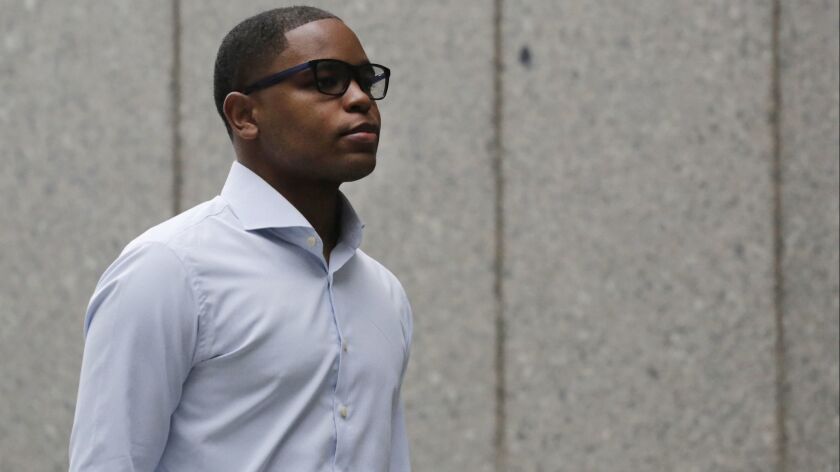 Christian Dawkins arrives at federal court in New York on Oct. 24.