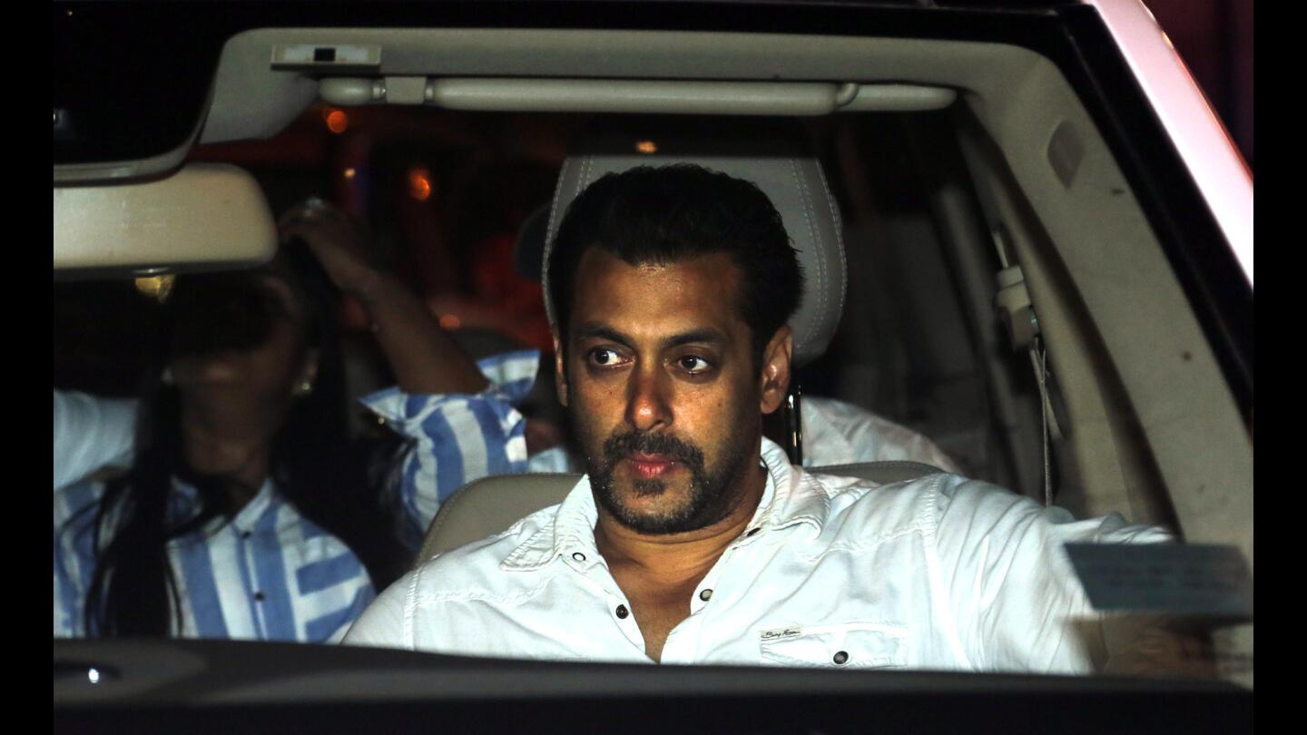 Indian actor Salman Khan leaves a Mumbai court on Wednesday after getting two days' interim bail. The Bollywood star was convicted of culpable homicide in a 2002 hit-and-run case and was sentenced to five years in prison.