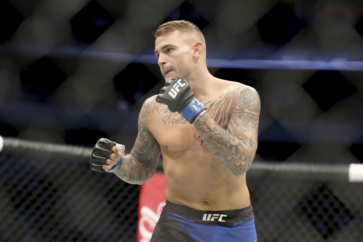 Dustin Porier is shown at UFC 211 on May 13, 2017, in Dallas.