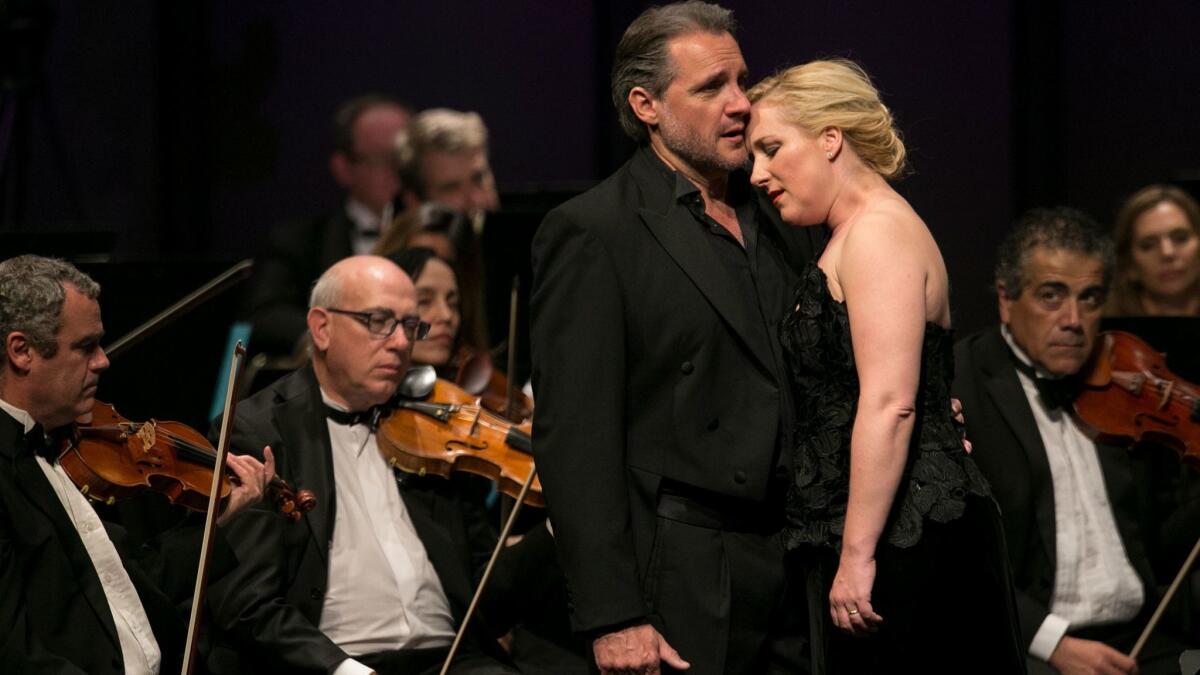 Nicolas Testé and Diana Damrau sing in concert at the Broad Stage earlier this month.