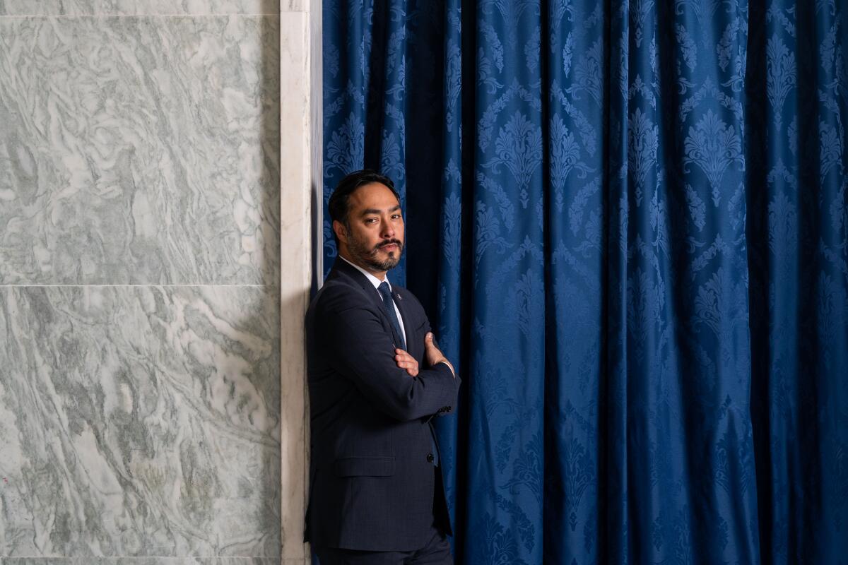 Rep. Joaquin Castro poses for a portrait in the Rayburn House Office Building on May 13, 2021