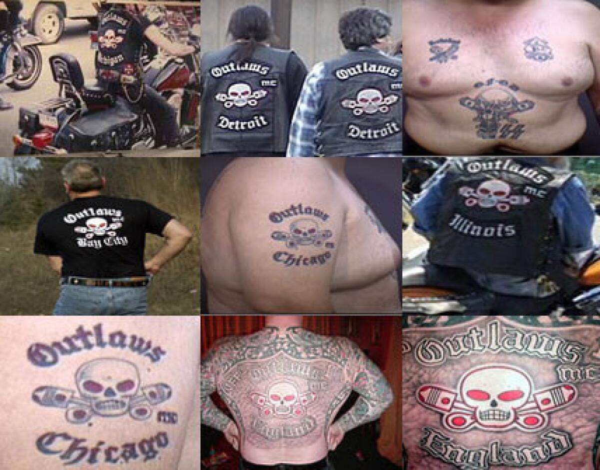 Photos of the Outlaws Motorcycle club are shown here.