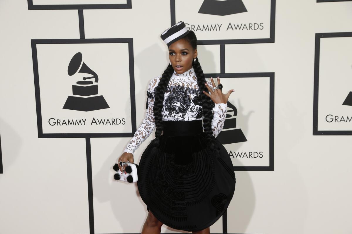Janelle Monae during the arrivals at the 58th Annual Grammy Awards at Staples Center in Los Angeles.