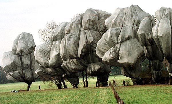 In the stately park of the Fondation Beyeler in Riehen, Switzerland, Jeanne-Claude and Christo's work featured 163 wrapped trees.
