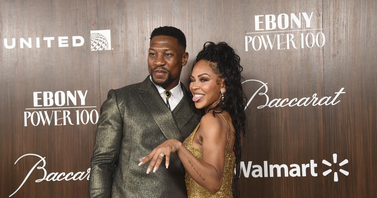 Jonathan Majors and Meagan Good reveal they are engaged at Ebony Power 100 Gala