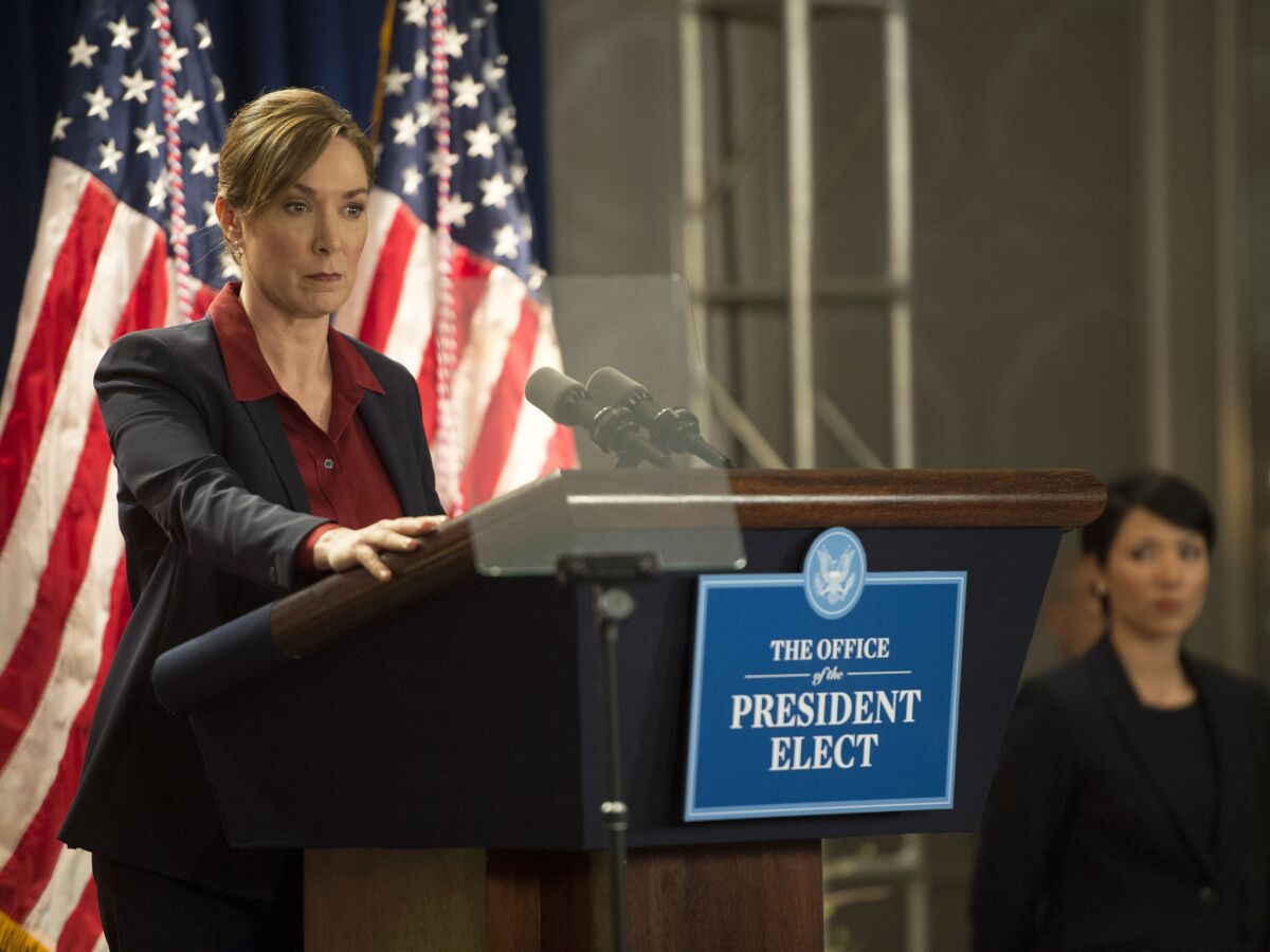Elizabeth Marvel as President-elect Elizabeth Keane in a scene from "Homeland" 
