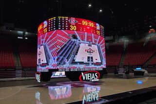 The new Daktronics video board at Viejas Arena.