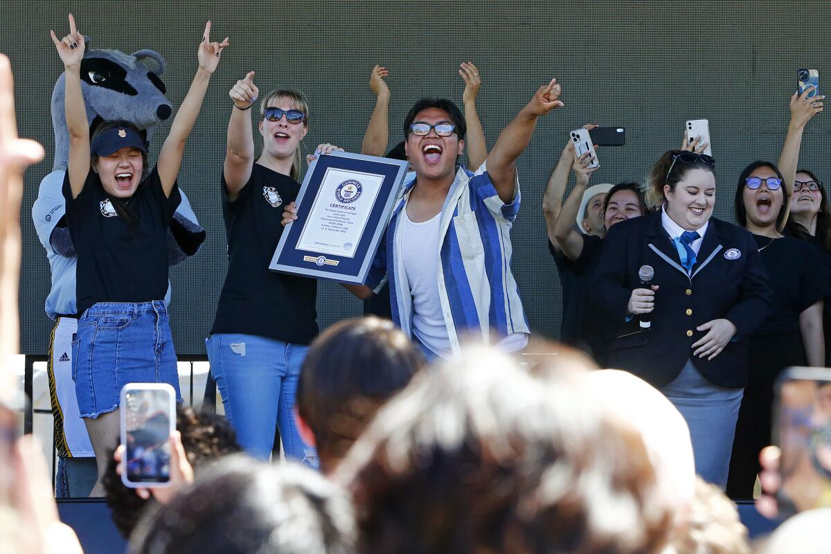 Campus Spirit co-commissioners Eduardo Barbero, center, and Leah Beastrom, second from left.