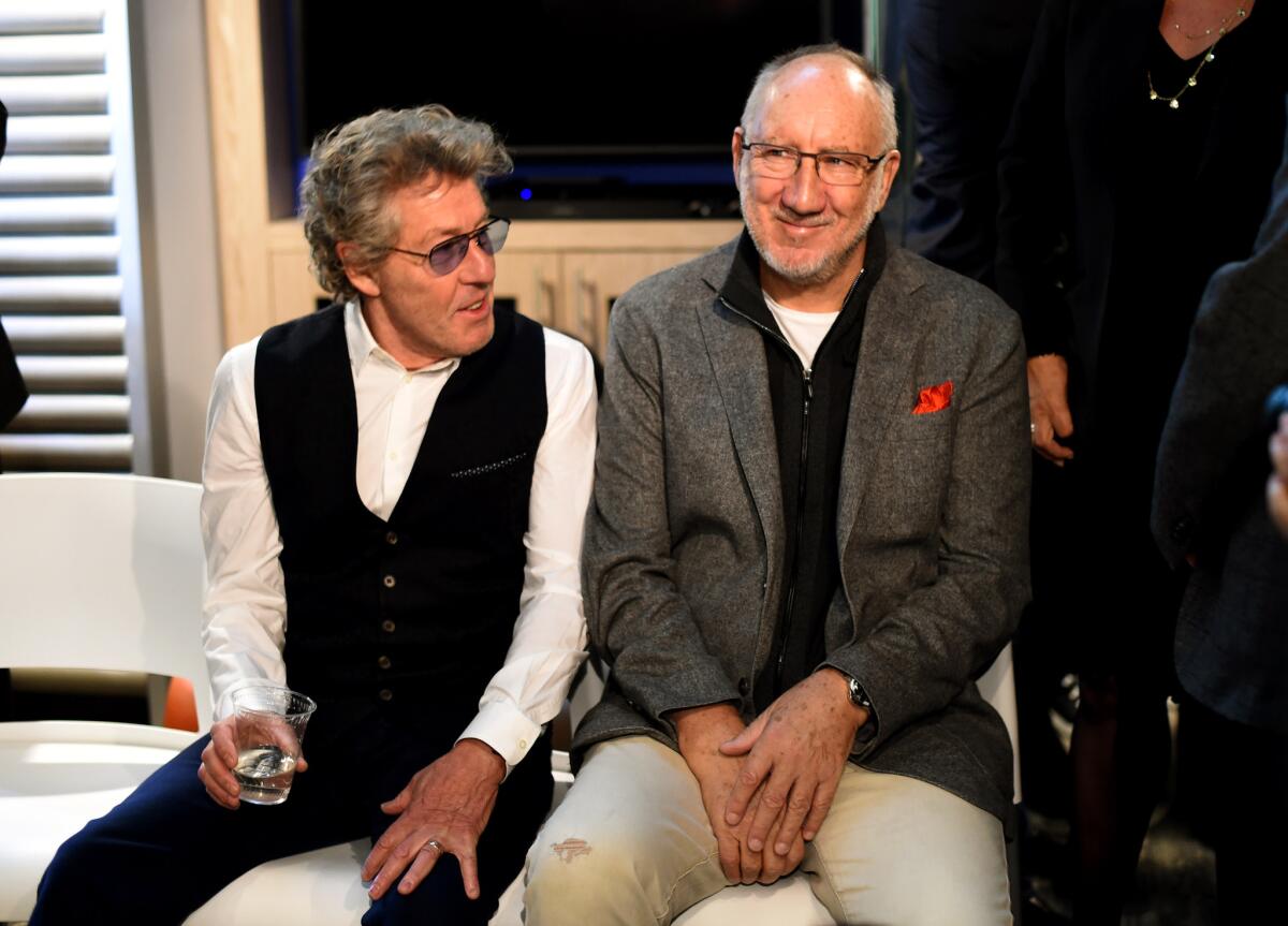 The Who's Roger Daltrey, left, and Pete Townshend. (Timothy A. Clary / AFP / Getty)