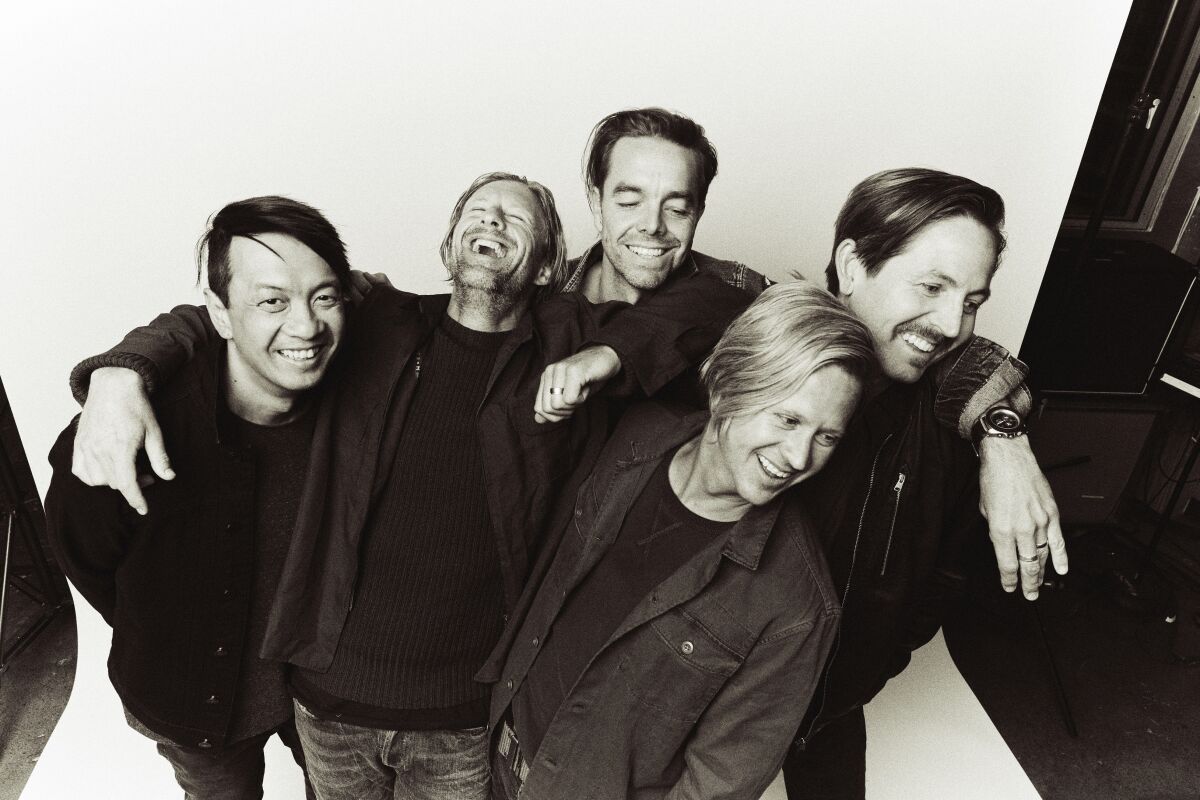 "Music feels much more powerful and necessary than ever," says Switchfoot leader Jon Foreman, show above with the band at second from left. On June 7, Switchfoot will perform a drive-in concert at Petco Park. It is set to be the first public concert in San Diego since the coronavirus pandemic shutdown restrictions were implemented in mid-March.