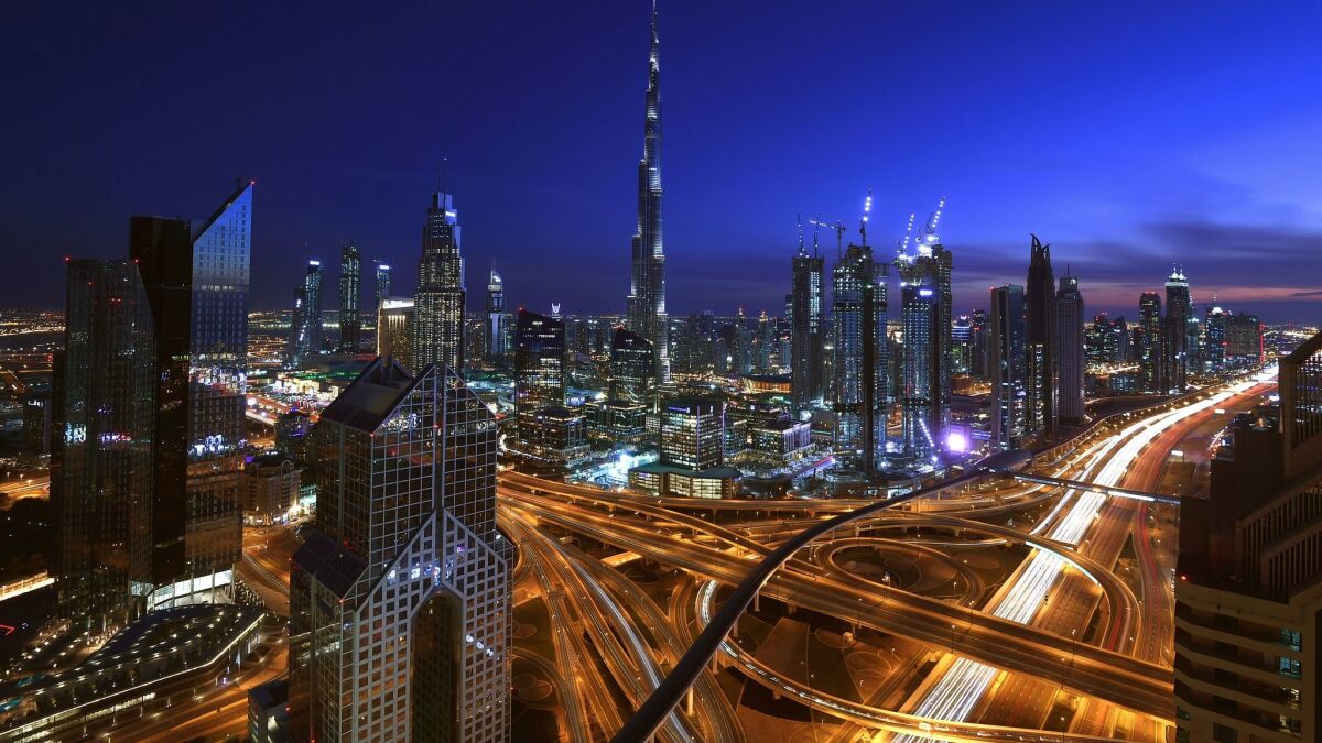 A view of Burj Khalifa in Dubai, United Arab Emirates. The capital of the emirate of the same name is a city of skyscrapers and modern architecture.