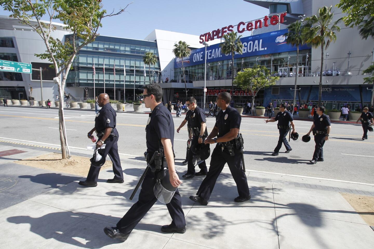 LAPD officers outside Staples Center