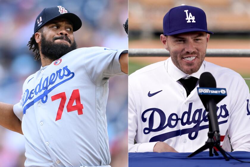 Dodgers pitcher Kenley Jansen and first baseman Freddie Freeman.