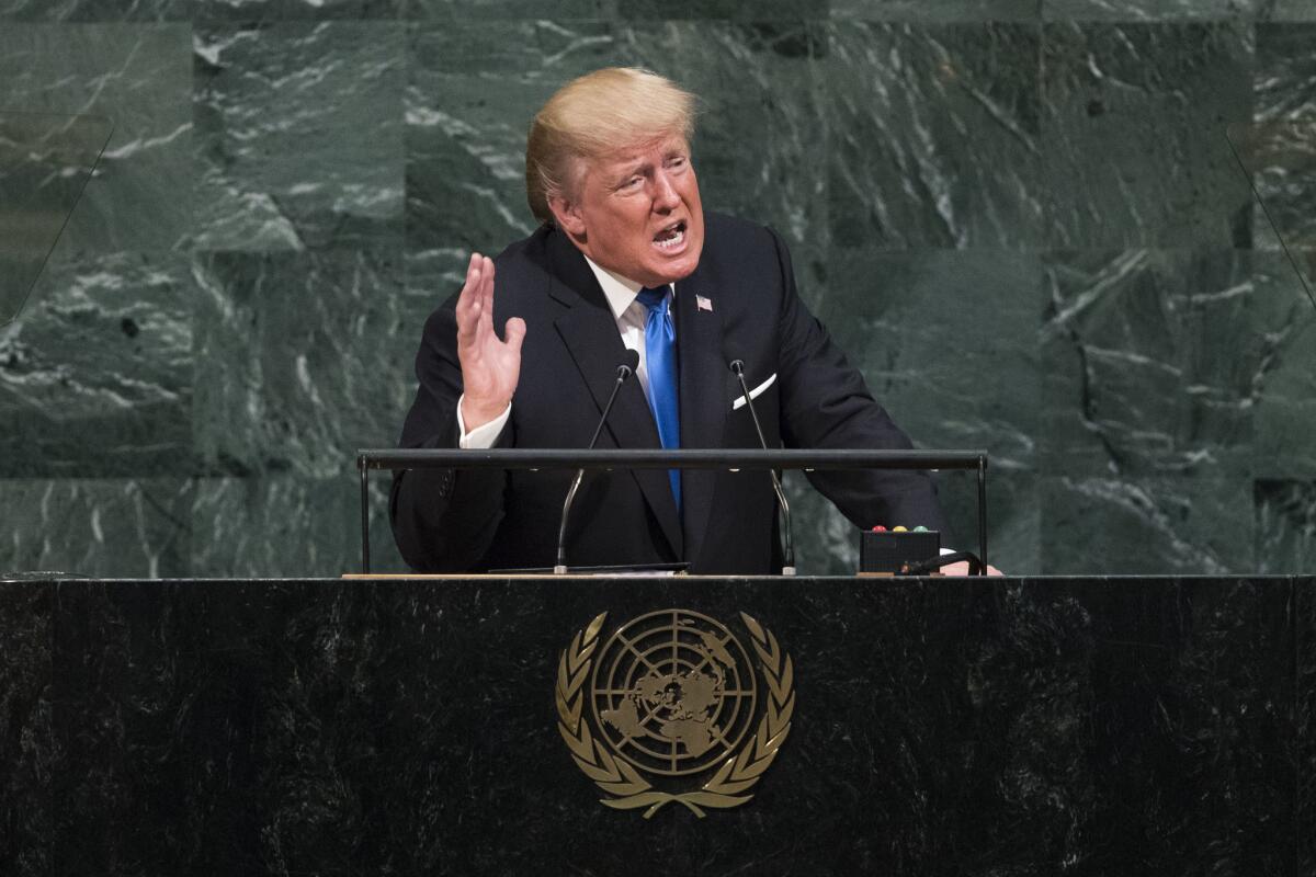 President Trump addresses the United Nations General Assembly in 2017