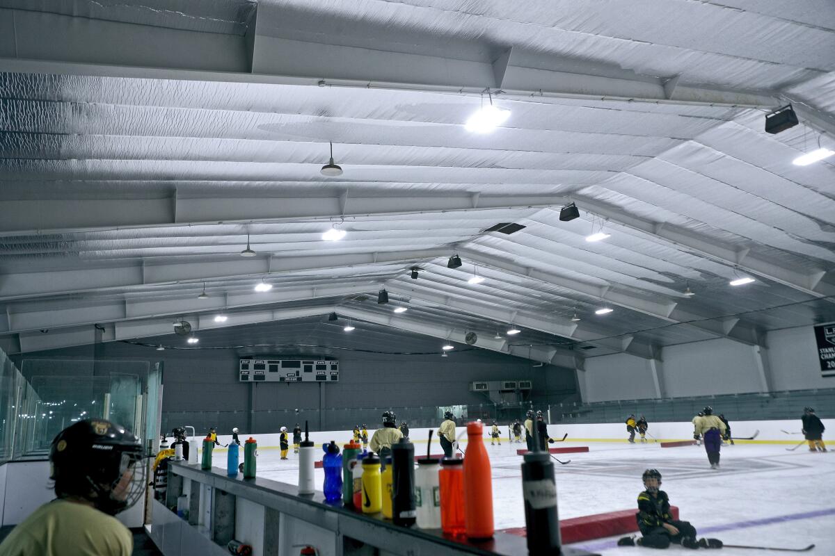 The ceiling at the newly remodeled and rebranded ice rink called the L.A. Kings Ice at Pickwick Gardens has brand-new insulation that keeps the cold in and the heat out.