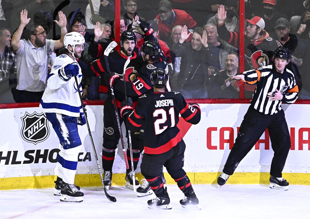 Sokolov scores first NHL goal, Senators beat Lightning 7-4 - The San Diego  Union-Tribune