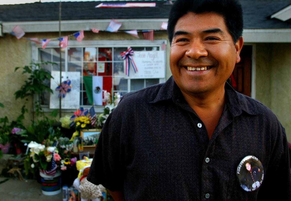 Jose Garibay's uncle Urbano Garibay beams with pride in his nephew while mourning him at the home in Costa Mesa where Jose's family was waiting for his body to be returned from Iraq. (Karen Tapia-Andersen / Los Angeles Times)