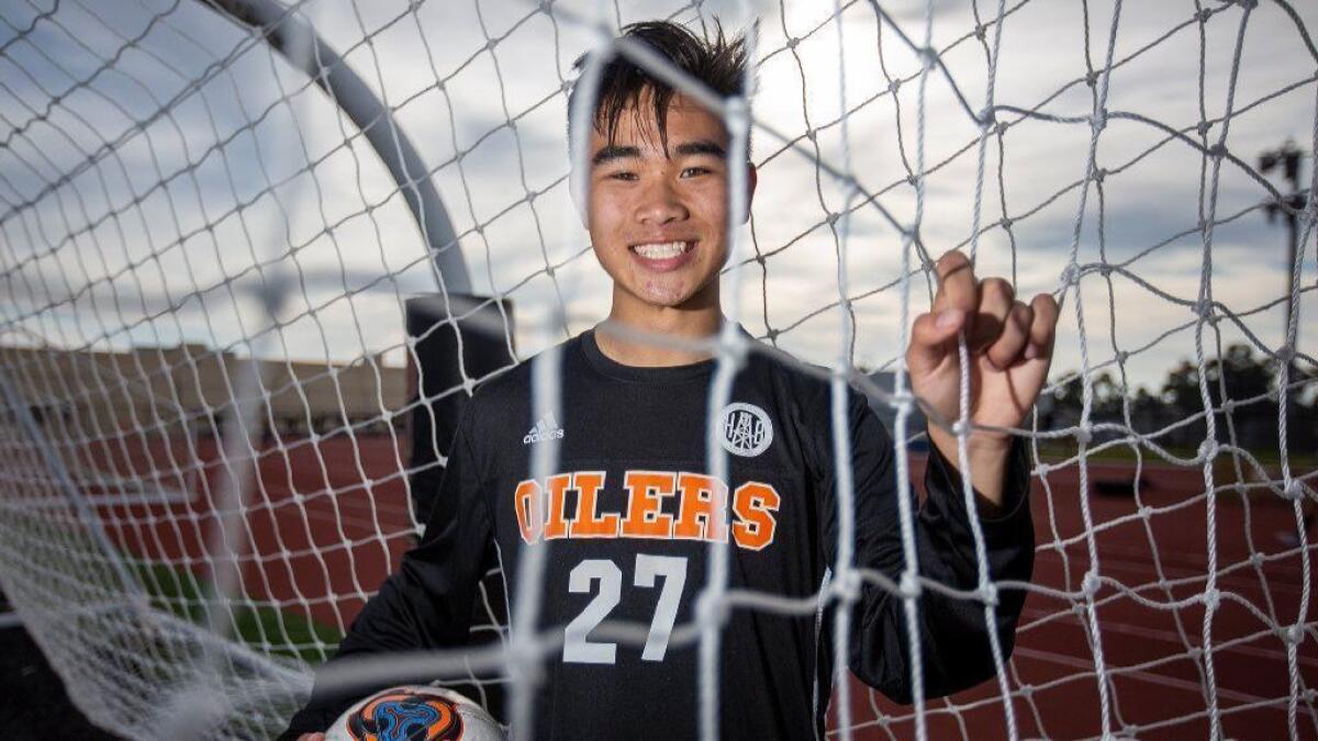 Huntington Beach forward Brandon Bui scored four goals to go with three assists upon returning from a torn PCL in the 2018-19 season.
