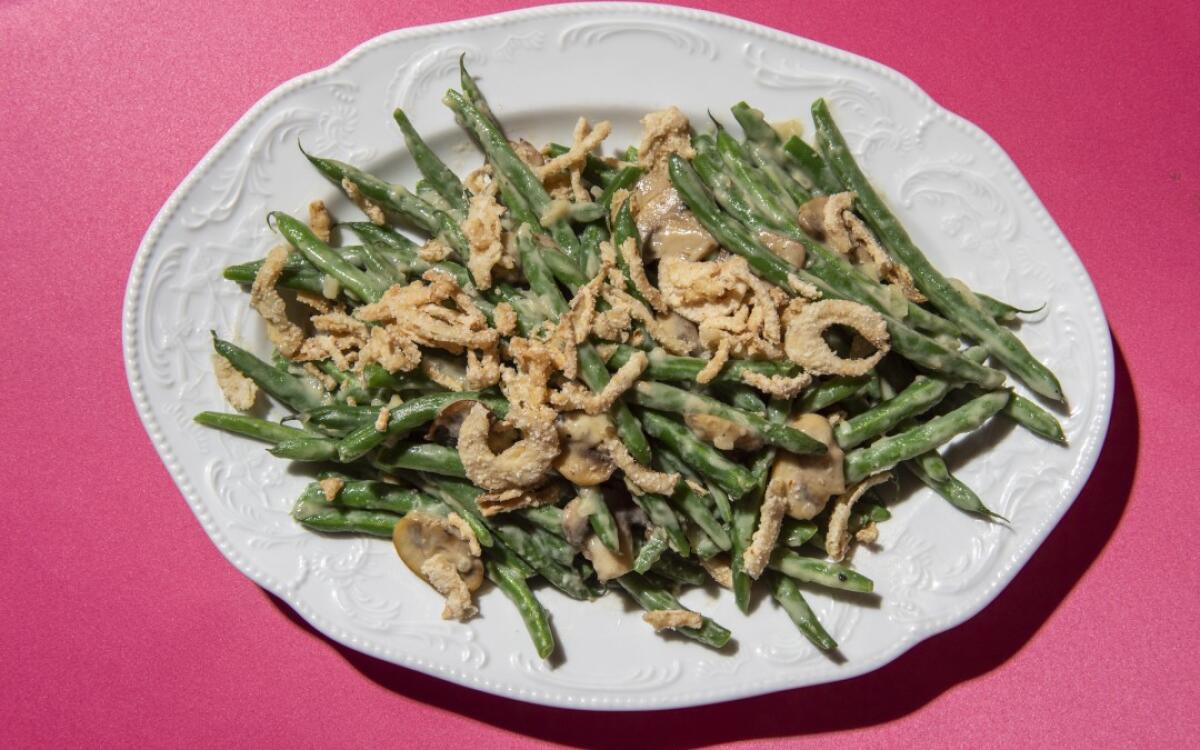 Smothered Green Beans with Creamed Mushrooms and Fried Onions