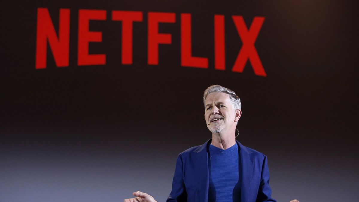 Netflix CEO Reed Hastings speaks in Rome.