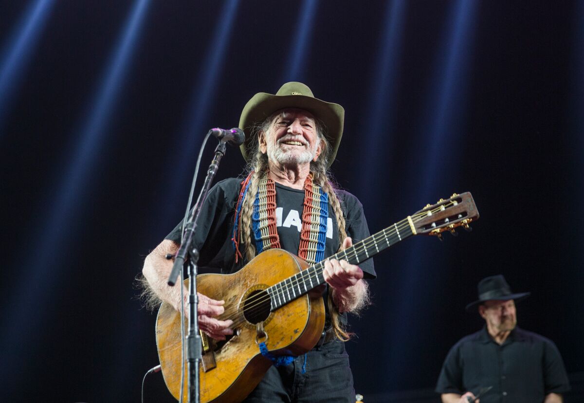 Country music legend Willie Nelson (who turned 84 today) performs as Willie Nelson and Family on the Palomino Stage during the second day of the Stagecoach country music festival at the Empire Polo Fields in Indio, Calif., on April 29, 2017.
