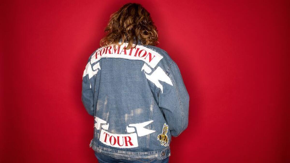 Beyonce's Formation Tour denim jacket photographed at the Los Angeles Times studio.