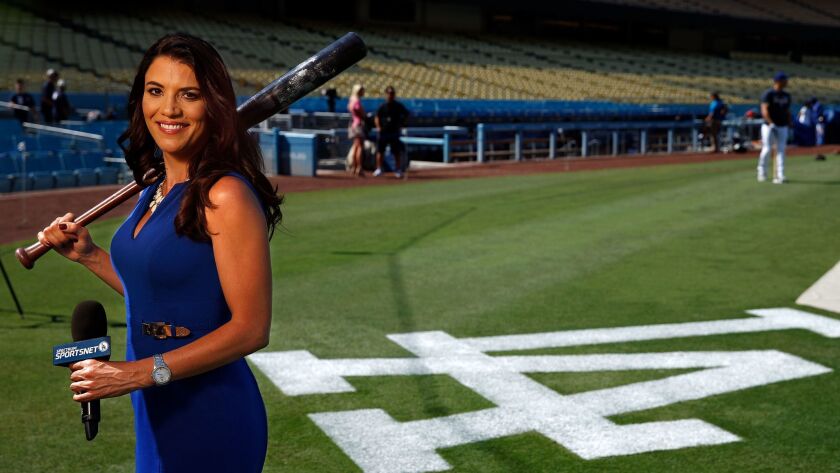 Los Angeles Dodgers broadcaster Alanna Rizzo at Dodger Stadium