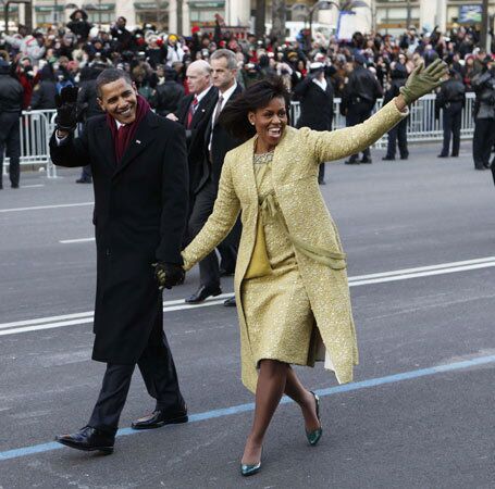 For inauguration day 2009, Michelle Obama chose an Isabel Toledo lace-over-wool dress and coat ensemble in a retro “Mad Men” silhouette and strikingly optimistic shade of yellow that fell somewhere between lemon and freshly churned butter.